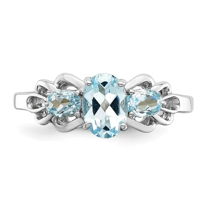 Goldia Sterling Silver Rhodium Sky Blue Topaz Ring Rings