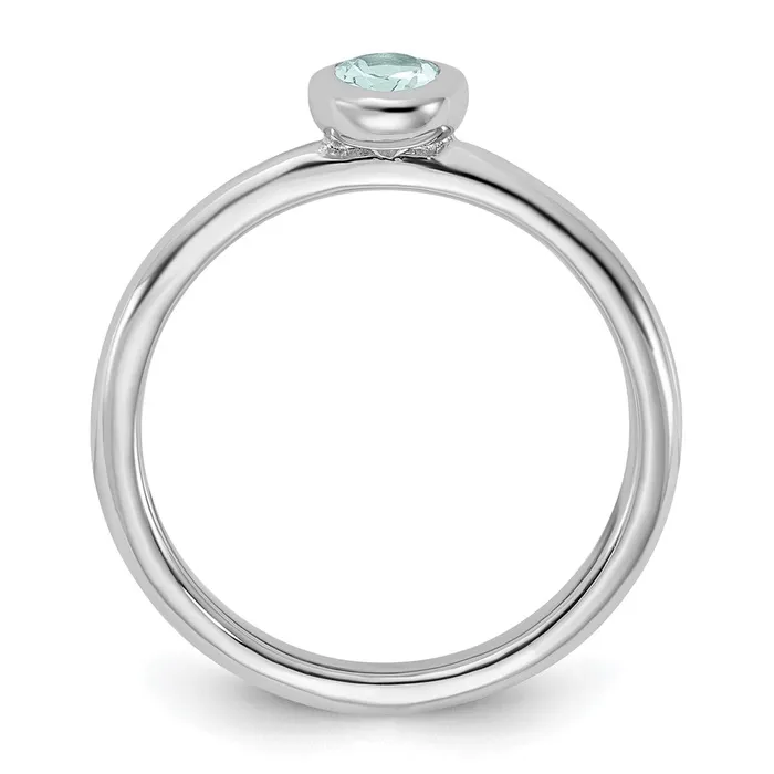 Goldia Sterling Silver Stackable Expressions Oval Aquamarine Ring Rings