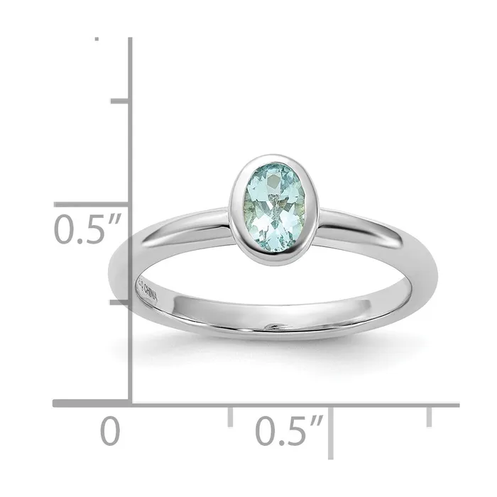 Goldia Sterling Silver Stackable Expressions Oval Aquamarine Ring Rings
