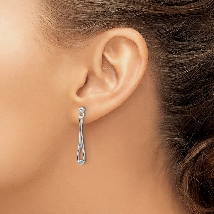 Goldia White Ice Sterling Silver Rhodiumplated Diamond Post Dangle Earrings Earrings