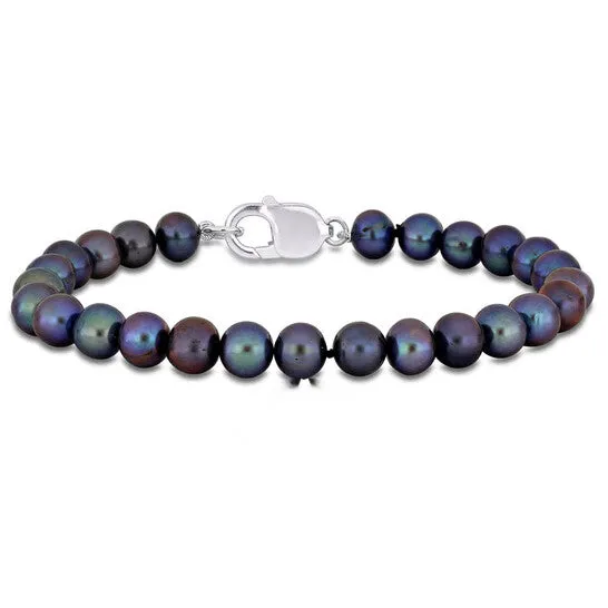 JMS always Bracelets Original AMOUR 885mm Mens Black Freshwater Cultured Pearl String Bracelet in Sterling Silver 9 In JMS always Bracelets Original AMOUR 885mm Mens Black Freshwater Cultured Pearl String Bracelet in Sterling Silver 9 In