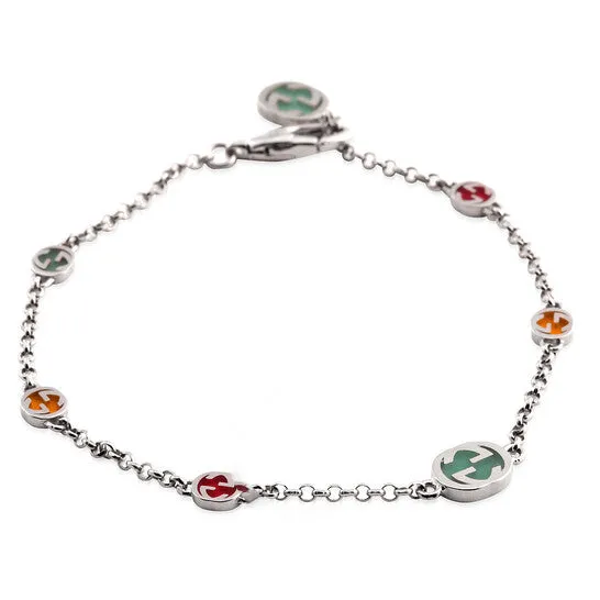 JMS always Bracelets Original Gucci Ladies Sterling Silver Interlocking G Multicoloured Enamel Bracelet JMS always Bracelets Original Gucci Ladies Sterling Silver Interlocking G Multicoloured Enamel Bracelet