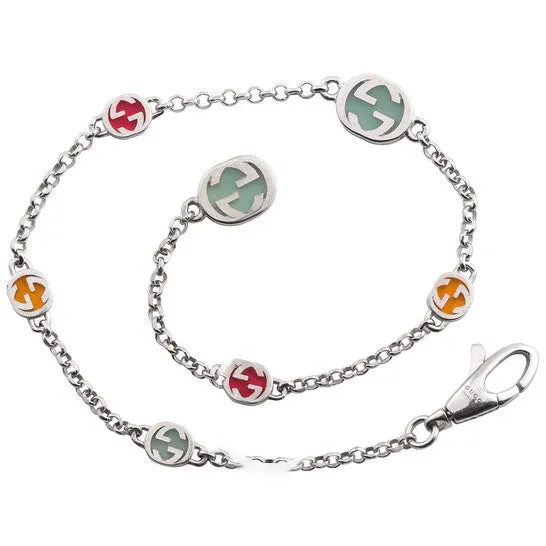 JMS always Bracelets Original Gucci Ladies Sterling Silver Interlocking G Multicoloured Enamel Bracelet JMS always Bracelets Original Gucci Ladies Sterling Silver Interlocking G Multicoloured Enamel Bracelet