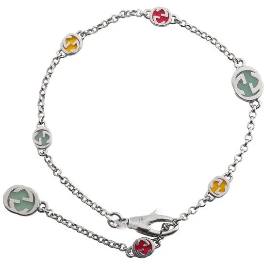 JMS always Bracelets Original Gucci Ladies Sterling Silver Interlocking G Multicoloured Enamel Bracelet JMS always Bracelets Original Gucci Ladies Sterling Silver Interlocking G Multicoloured Enamel Bracelet