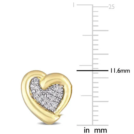 JMS always Earrings Original AMOUR 16 CT TDW Diamond Heart Stud Earrings In Yellow Plated Sterling Silver JMS always Earrings Original AMOUR 16 CT TDW Diamond Heart Stud Earrings In Yellow Plated Sterling Silver