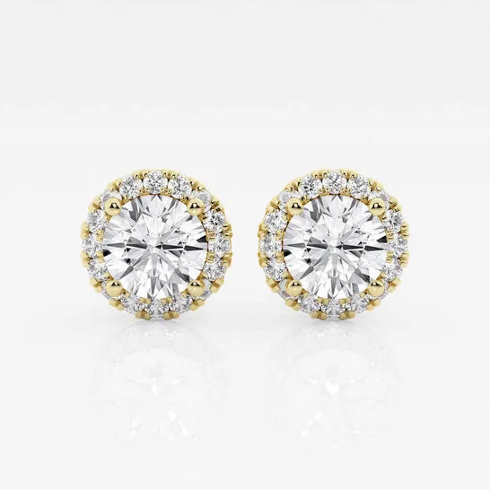 JMS always Earrings Original Brilliant Diamond 14KT Yellow Gold 2 38 cttw RoundCut Lab Grown Diamond Halo Stud Earrings for Women FGVSSI GSI JMS always Earrings Original Brilliant Diamond 14KT Yellow Gold 2 38 cttw RoundCut Lab Grown Diamond Halo Stud Earrings for Women FGVSSI GSI