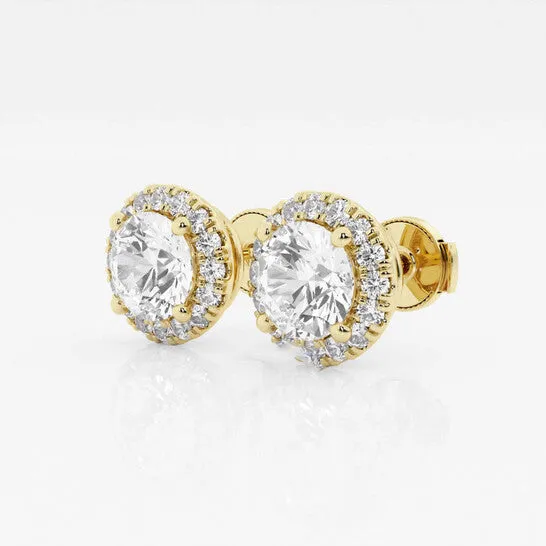 JMS always Earrings Original Brilliant Diamond 14KT Yellow Gold 2 38 cttw RoundCut Lab Grown Diamond Halo Stud Earrings for Women FGVSSI GSI JMS always Earrings Original Brilliant Diamond 14KT Yellow Gold 2 38 cttw RoundCut Lab Grown Diamond Halo Stud Earrings for Women FGVSSI GSI