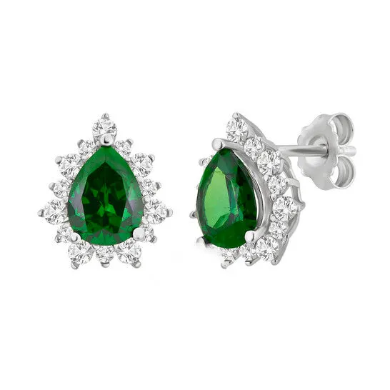 JMS always Earrings Original DiamondMuse 400 Carat TW Created Green Emerald and White Sapphire Pear stud Earrings in Sterling Silver JMS always Earrings Original DiamondMuse 400 Carat TW Created Green Emerald and White Sapphire Pear stud Earrings in Sterling Silver