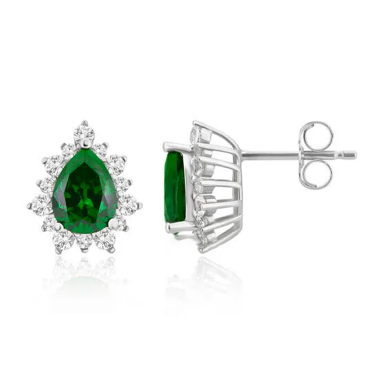 JMS always Earrings Original DiamondMuse 400 Carat TW Created Green Emerald and White Sapphire Pear stud Earrings in Sterling Silver JMS always Earrings Original DiamondMuse 400 Carat TW Created Green Emerald and White Sapphire Pear stud Earrings in Sterling Silver