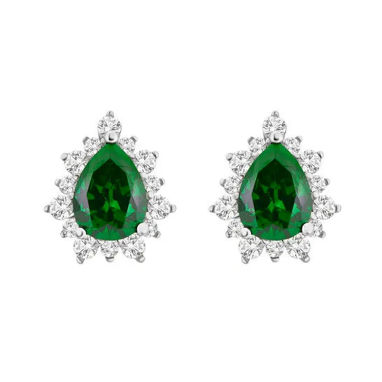 JMS always Earrings Original DiamondMuse 400 Carat TW Created Green Emerald and White Sapphire Pear stud Earrings in Sterling Silver JMS always Earrings Original DiamondMuse 400 Carat TW Created Green Emerald and White Sapphire Pear stud Earrings in Sterling Silver