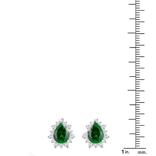 JMS always Earrings Original DiamondMuse 400 Carat TW Created Green Emerald and White Sapphire Pear stud Earrings in Sterling Silver JMS always Earrings Original DiamondMuse 400 Carat TW Created Green Emerald and White Sapphire Pear stud Earrings in Sterling Silver