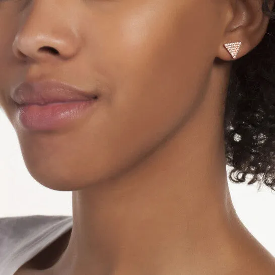 JMS always Earrings Original Elegant Confetti Womens 18K Rose Gold Plated CZ Simulated Diamond Pave Triangle Stud Earrings JMS always Earrings Original Elegant Confetti Womens 18K Rose Gold Plated CZ Simulated Diamond Pave Triangle Stud Earrings