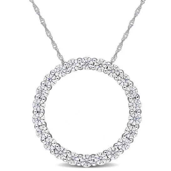 JMS always Necklaces Original AMOUR 2 15 CT DEW Created Moissanite Circle Pendant with Chain In 14K White Gold JMS always Necklaces Original AMOUR 2 15 CT DEW Created Moissanite Circle Pendant with Chain In 14K White Gold