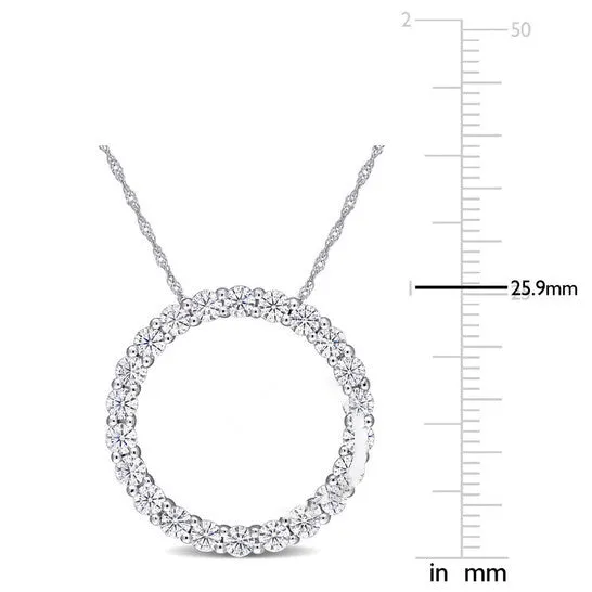 JMS always Necklaces Original AMOUR 2 15 CT DEW Created Moissanite Circle Pendant with Chain In 14K White Gold JMS always Necklaces Original AMOUR 2 15 CT DEW Created Moissanite Circle Pendant with Chain In 14K White Gold