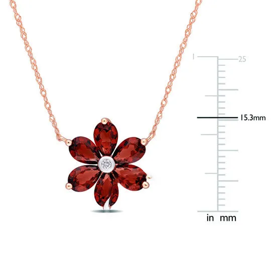 JMS always Necklaces Original AMOUR 3 CT TGW Garnet and Diamond Accent Floral Pendant with Chain In 10K Rose Gold JMS always Necklaces Original AMOUR 3 CT TGW Garnet and Diamond Accent Floral Pendant with Chain In 10K Rose Gold