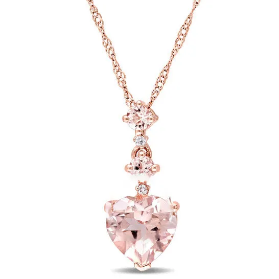 JMS always Necklaces Original AMOUR Heartcut Morganite and Diamond Accent Tiered Dangle Necklace In 14K Rose Gold JMS always Necklaces Original AMOUR Heartcut Morganite and Diamond Accent Tiered Dangle Necklace In 14K Rose Gold