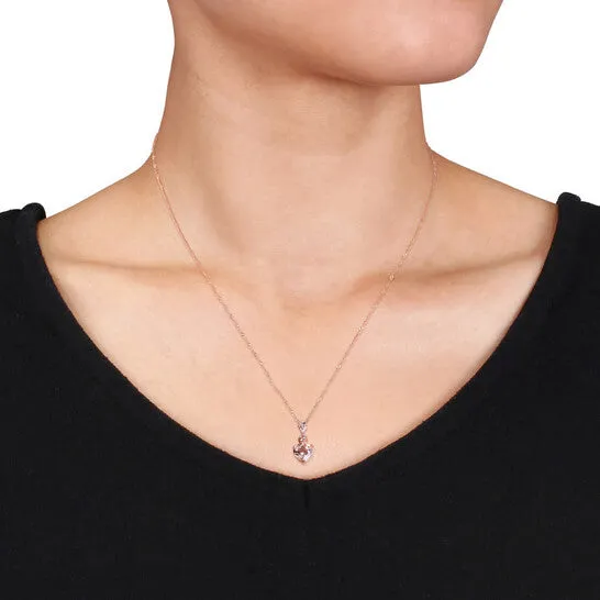 JMS always Necklaces Original AMOUR Heartcut Morganite and Diamond Accent Tiered Dangle Necklace In 14K Rose Gold JMS always Necklaces Original AMOUR Heartcut Morganite and Diamond Accent Tiered Dangle Necklace In 14K Rose Gold