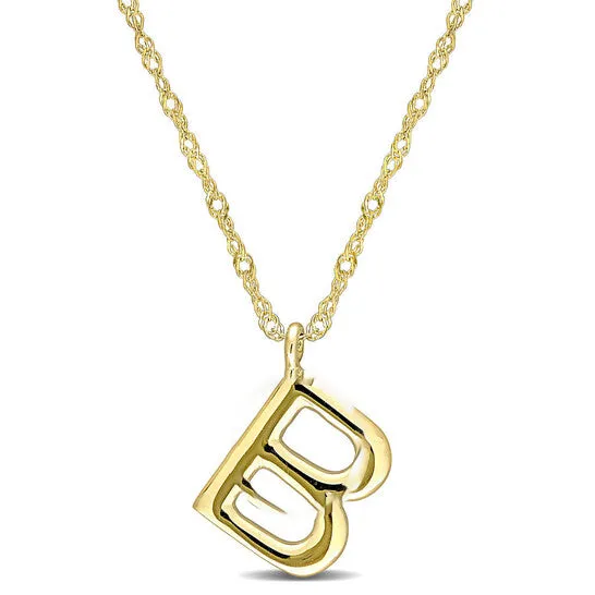 JMS always Necklaces Original Amour Intial B Pendant with Chain in 14k Yellow Gold JMS always Necklaces Original Amour Intial B Pendant with Chain in 14k Yellow Gold