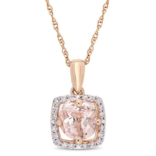JMS always Necklaces Original AMOUR Morganite and 110 CT TW Diamond Floating Halo Necklace In 10K Rose Gold JMS always Necklaces Original AMOUR Morganite and 110 CT TW Diamond Floating Halo Necklace In 10K Rose Gold