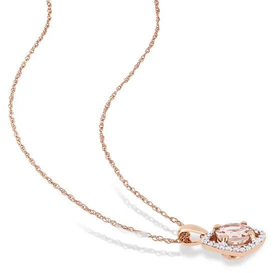 JMS always Necklaces Original AMOUR Morganite and 110 CT TW Diamond Floating Halo Necklace In 10K Rose Gold JMS always Necklaces Original AMOUR Morganite and 110 CT TW Diamond Floating Halo Necklace In 10K Rose Gold