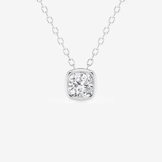JMS always Necklaces Original Brilliant Diamond 050 cttw 14KT White Gold Bezel Setting CushionCut Lab Grown Diamond Pendant Necklace for WomenVS2 JMS always Necklaces Original Brilliant Diamond 050 cttw 14KT White Gold Bezel Setting CushionCut Lab Grown Diamond Pendant Necklace for WomenVS2