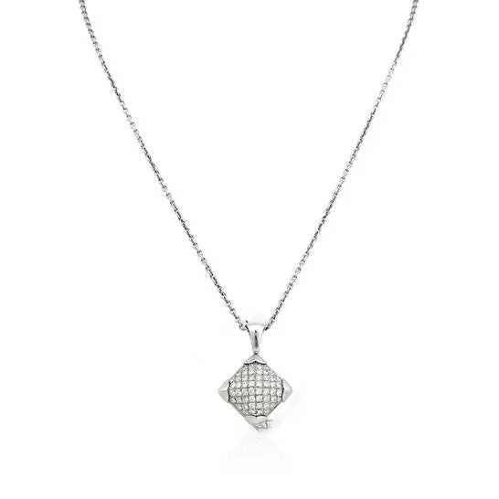 JMS always Necklaces Original Bvlgari 18k White Gold Diamond Pyramid Pendant Necklace