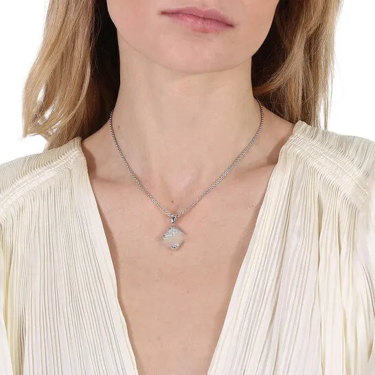 JMS always Necklaces Original Bvlgari 18k White Gold Diamond Pyramid Pendant Necklace JMS always Necklaces Original Bvlgari 18k White Gold Diamond Pyramid Pendant Necklace