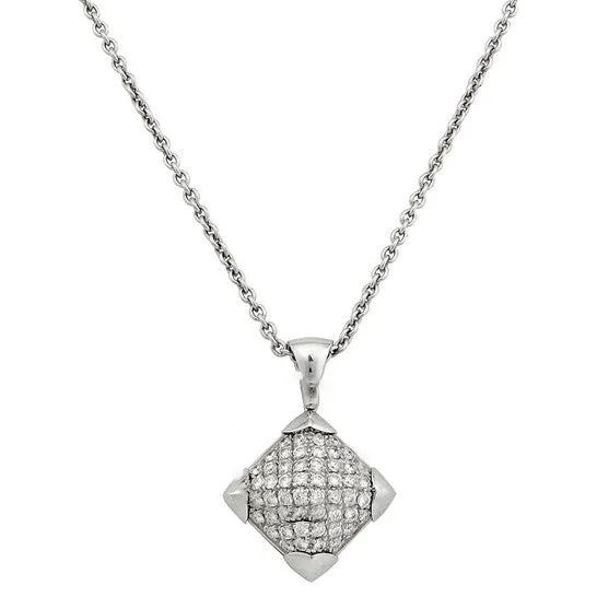 JMS always Necklaces Original Bvlgari 18k White Gold Diamond Pyramid Pendant Necklace JMS always Necklaces Original Bvlgari 18k White Gold Diamond Pyramid Pendant Necklace
