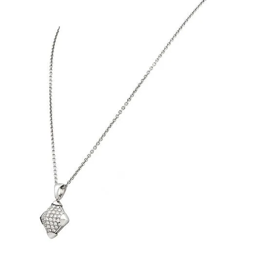 JMS always Necklaces Original Bvlgari 18k White Gold Diamond Pyramid Pendant Necklace JMS always Necklaces Original Bvlgari 18k White Gold Diamond Pyramid Pendant Necklace