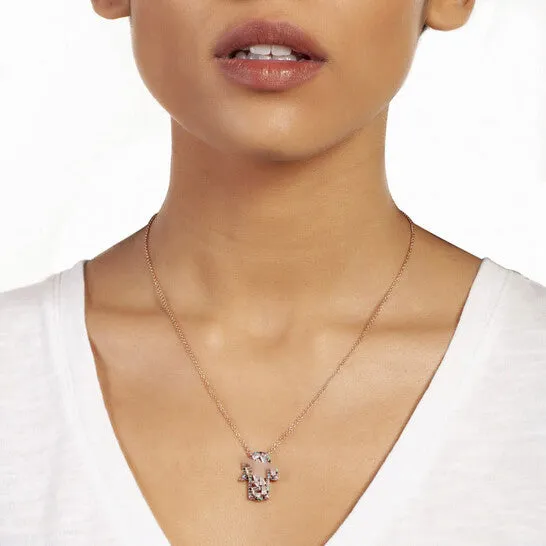 JMS always Necklaces Original Elegant Confetti Womens 18K Rose Gold Plated CZ Simulated Diamond Hamsa Charm Fashion Necklace JMS always Necklaces Original Elegant Confetti Womens 18K Rose Gold Plated CZ Simulated Diamond Hamsa Charm Fashion Necklace