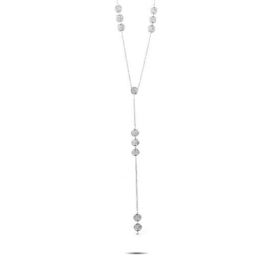 JMS always Necklaces Original LB Exclusive 18K White Gold Round Diamond Pave Long Pendant Necklace JMS always Necklaces Original LB Exclusive 18K White Gold Round Diamond Pave Long Pendant Necklace