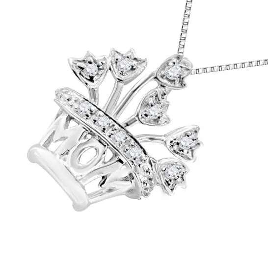 JMS always Necklaces Original maulijewels 010 Carat Natural Diamond Mom Pendant For Woman Crafted In 10k Rose White Yellow Gold With 18 Sterling Silver Box Chain JMS always Necklaces Original maulijewels 010 Carat Natural Diamond Mom Pendant For Woman Crafted In 10k Rose White Yellow Gold With 18 Sterling Silver Box Chain
