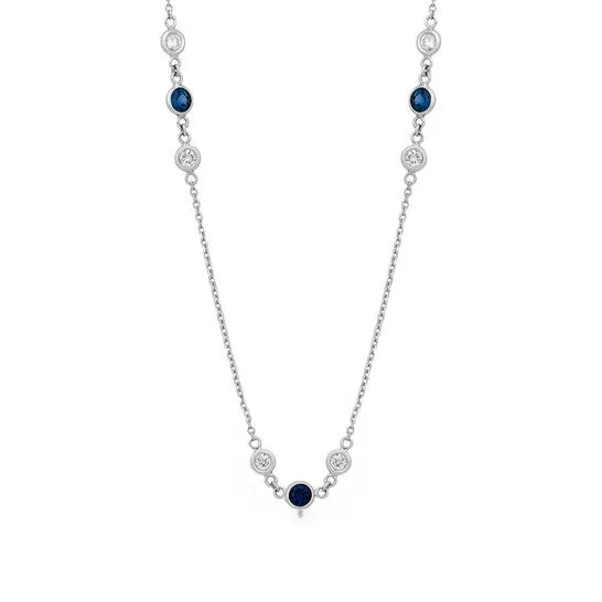 JMS always Necklaces Original PreOwned 14K White Gold Diamond Sapphire Necklace JMS always Necklaces Original PreOwned 14K White Gold Diamond Sapphire Necklace