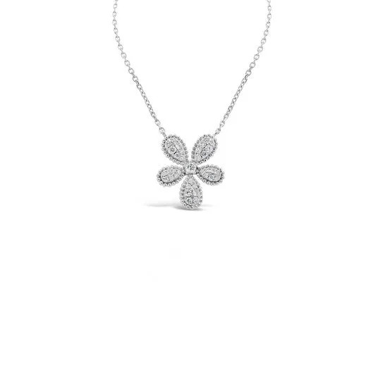 JMS always Necklaces Original Tresorra 18K White Gold Flower Cluster Diamond Necklace JMS always Necklaces Original Tresorra 18K White Gold Flower Cluster Diamond Necklace