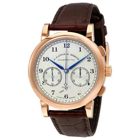 JMS always Original A Lange and Sohne 1815 Chronograph Silver Dial 18K Rose Gold Mens Watch 402032 Earrings