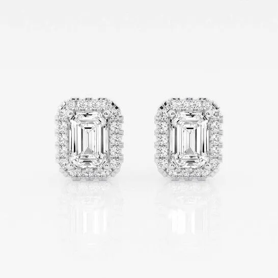 JMS always Original Brilliant Diamond 14KT White Gold 2 13 cttw EmeraldCut Lab Grown Diamond Halo Stud Earrings for Women FGVSSI GSI Earrings JMS always Original Brilliant Diamond 14KT White Gold 2 13 cttw EmeraldCut Lab Grown Diamond Halo Stud Earrings for Women FGVSSI GSI Earrings