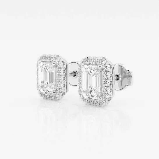 JMS always Original Brilliant Diamond 14KT White Gold 2 13 cttw EmeraldCut Lab Grown Diamond Halo Stud Earrings for Women FGVSSI GSI Earrings JMS always Original Brilliant Diamond 14KT White Gold 2 13 cttw EmeraldCut Lab Grown Diamond Halo Stud Earrings for Women FGVSSI GSI Earrings