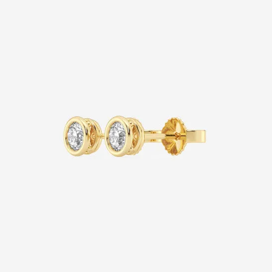 JMS always Original Brilliant Diamond 14KT Yellow Gold 12 cttw RoundCut Lab Grown Diamond Bezel Set Filigree Solitaire Stud Earrings for Women GSI Earrings JMS always Original Brilliant Diamond 14KT Yellow Gold 12 cttw RoundCut Lab Grown Diamond Bezel Set Filigree Solitaire Stud Earrings for Women GSI Earrings