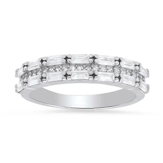 JMS always Original Kylie Harper Sterling Silver Baguettecut Cubic Zirconia CZ Band Ring Rings