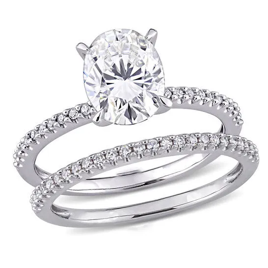 JMS always Rings Original Amour 14K White Gold 14 CT TDW Diamond and 2 CT TGW Created White Moissanite Bridal Ring Set JMS always Rings Original Amour 14K White Gold 14 CT TDW Diamond and 2 CT TGW Created White Moissanite Bridal Ring Set