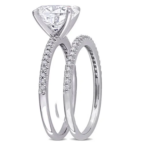 JMS always Rings Original Amour 14K White Gold 14 CT TDW Diamond and 2 CT TGW Created White Moissanite Bridal Ring Set JMS always Rings Original Amour 14K White Gold 14 CT TDW Diamond and 2 CT TGW Created White Moissanite Bridal Ring Set
