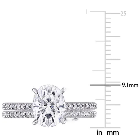 JMS always Rings Original Amour 14K White Gold 14 CT TDW Diamond and 2 CT TGW Created White Moissanite Bridal Ring Set JMS always Rings Original Amour 14K White Gold 14 CT TDW Diamond and 2 CT TGW Created White Moissanite Bridal Ring Set