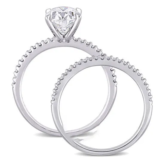 JMS always Rings Original Amour 14K White Gold 14 CT TDW Diamond and 2 CT TGW Created White Moissanite Bridal Ring Set JMS always Rings Original Amour 14K White Gold 14 CT TDW Diamond and 2 CT TGW Created White Moissanite Bridal Ring Set