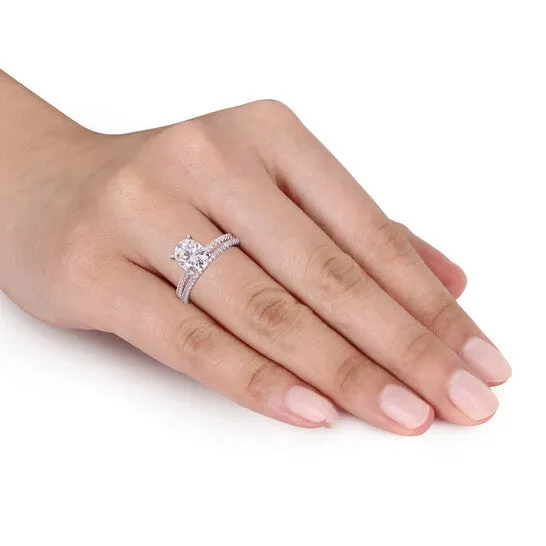 JMS always Rings Original Amour 14K White Gold 14 CT TDW Diamond and 2 CT TGW Created White Moissanite Bridal Ring Set JMS always Rings Original Amour 14K White Gold 14 CT TDW Diamond and 2 CT TGW Created White Moissanite Bridal Ring Set