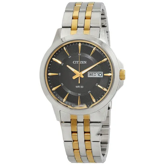 JMS always Rings Original Citizen Quartz Black Dial Twotone Mens Watch BF201852H JMS always Rings Original Citizen Quartz Black Dial Twotone Mens Watch BF201852H