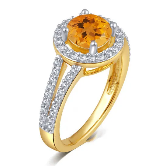 JMS always Rings Original DiamondMuse Created Citrine Gemstone Birthstone Sterling Silver Ring for Women JMS always Rings Original DiamondMuse Created Citrine Gemstone Birthstone Sterling Silver Ring for Women