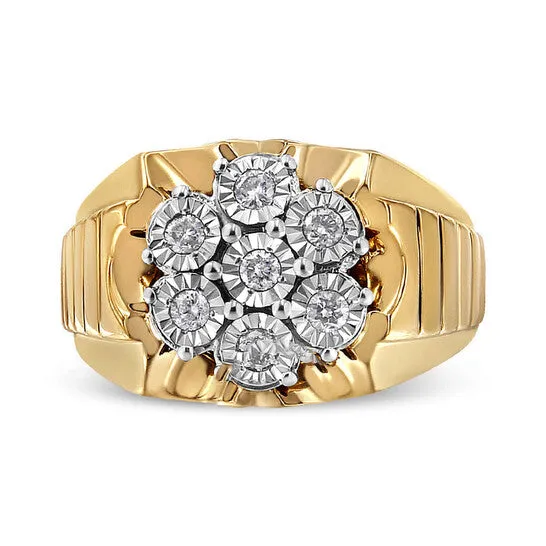 JMS always Rings Original Haus of Brilliance 14K Yellow Gold Plated 925 Sterling Silver 13 Cttw MiracleSet Floral Diamond Cluster Ring IJ Color I1I2 Clarity JMS always Rings Original Haus of Brilliance 14K Yellow Gold Plated 925 Sterling Silver 13 Cttw MiracleSet Floral Diamond Cluster Ring IJ Color I1I2 Clarity