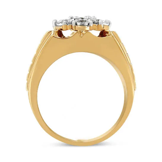JMS always Rings Original Haus of Brilliance 14K Yellow Gold Plated 925 Sterling Silver 13 Cttw MiracleSet Floral Diamond Cluster Ring IJ Color I1I2 Clarity JMS always Rings Original Haus of Brilliance 14K Yellow Gold Plated 925 Sterling Silver 13 Cttw MiracleSet Floral Diamond Cluster Ring IJ Color I1I2 Clarity
