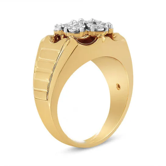 JMS always Rings Original Haus of Brilliance 14K Yellow Gold Plated 925 Sterling Silver 13 Cttw MiracleSet Floral Diamond Cluster Ring IJ Color I1I2 Clarity JMS always Rings Original Haus of Brilliance 14K Yellow Gold Plated 925 Sterling Silver 13 Cttw MiracleSet Floral Diamond Cluster Ring IJ Color I1I2 Clarity