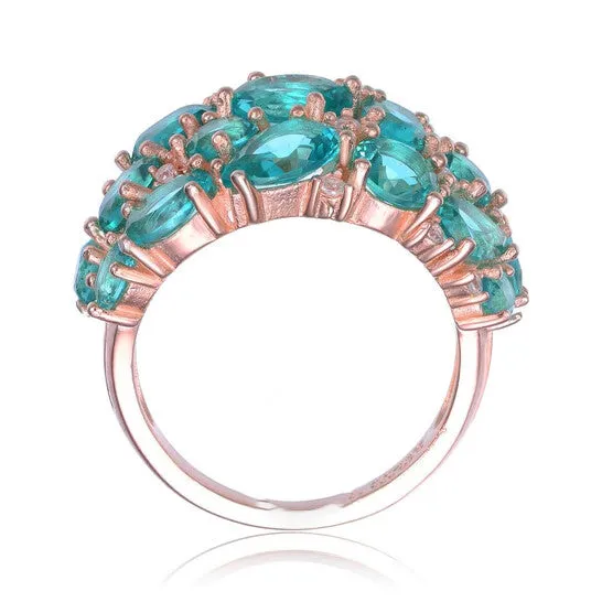 JMS always Rings Original Megan Walford Rose Over Sterling Silver Aqua Blue Oval and Round Cubic Zirconia Cocktail Ring JMS always Rings Original Megan Walford Rose Over Sterling Silver Aqua Blue Oval and Round Cubic Zirconia Cocktail Ring